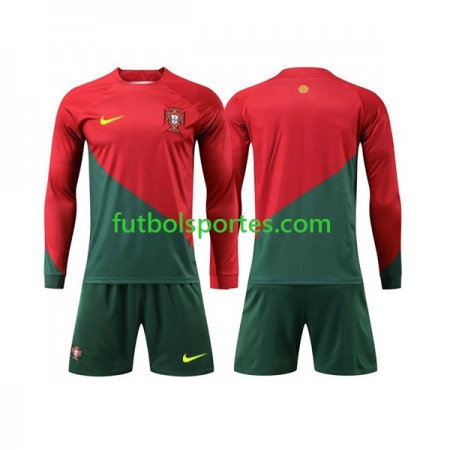 Camiseta Portugal Niño Primera Equipación Copa Mundo 2022 Manga Larga